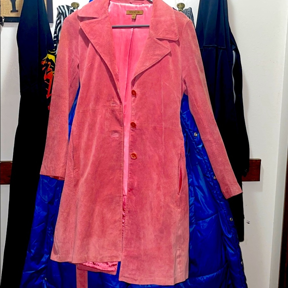 PINK SUEDE TRENCHCOAT